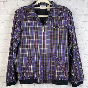 LIZGOLF / LIZ CLAIRBORNE lightweight plaid full zip golf jacket, size M